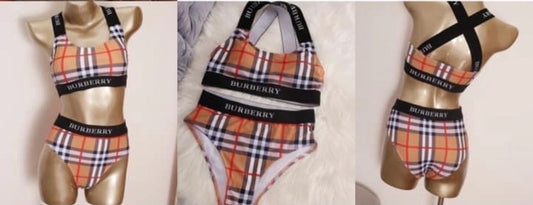 Plaid High Waist 2pc Swimsuit